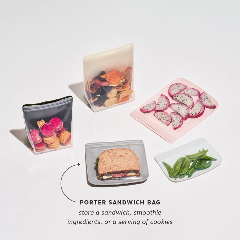 WP W&P Porter Silicone Reusable Storage Bag, Sandwich (34oz Flat), Mint, Food Storage Container, Microwave and Dishwasher Safe, Easy Cleaning - Image 3